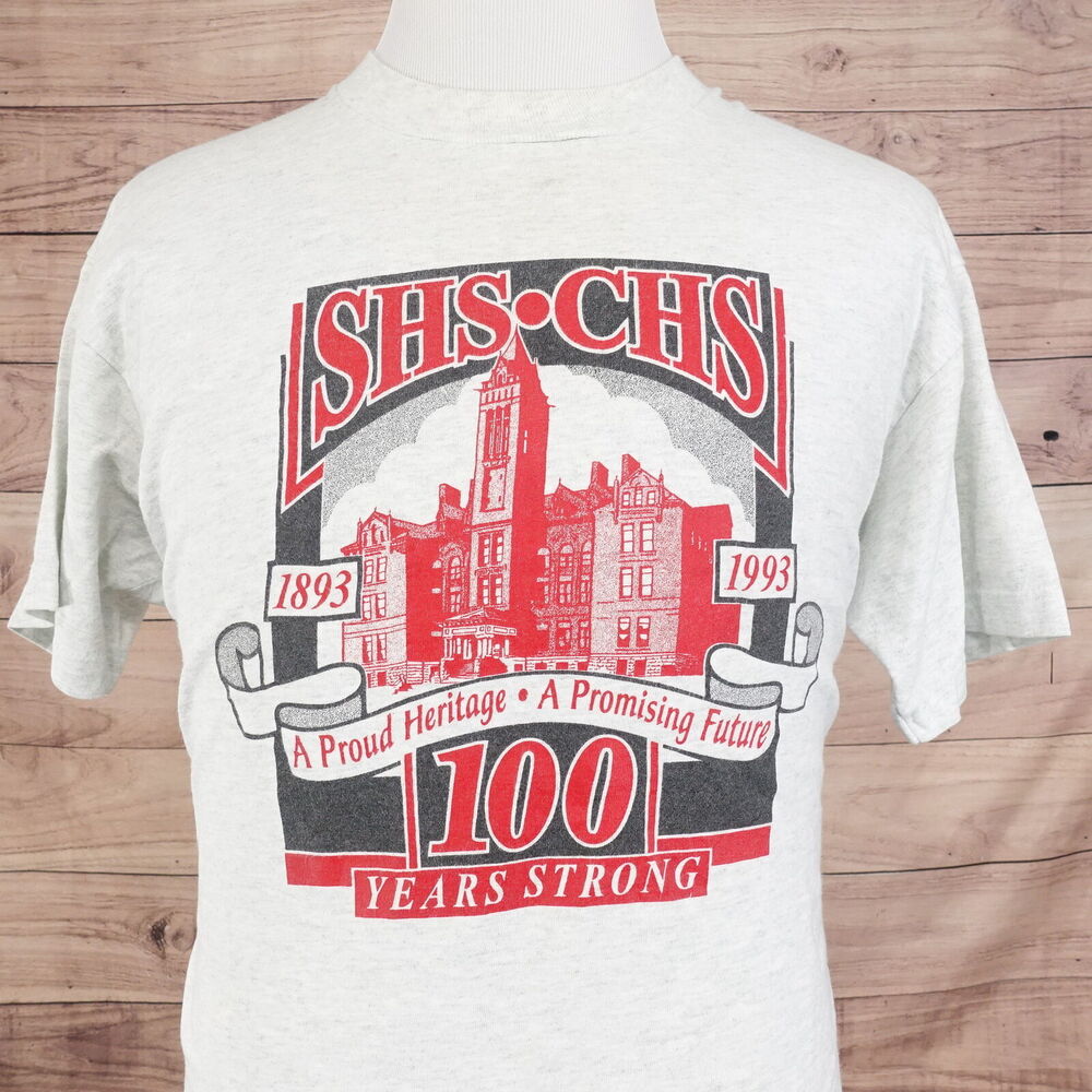 VINTAGE SHS CHS 1993 100 YEARS SCHOOL SINGLE STITCH USA MADE T-SHIRT SZ XL